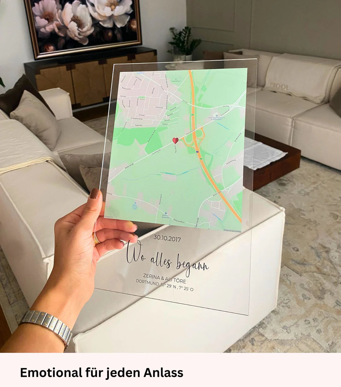 Wo alles begann – Personalisiertes Acrylschild mit Karte