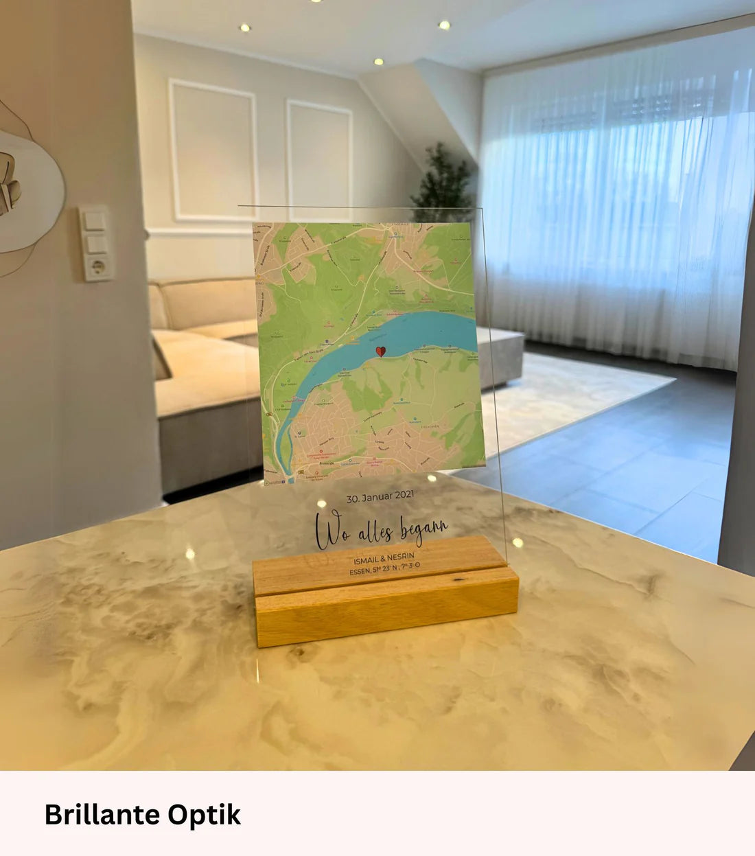 Wo alles begann – Personalisiertes Acrylschild mit Karte
